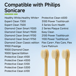 Têtes <span class=keywords><strong>de</strong></span> <span class=keywords><strong>brosse</strong></span> <span class=keywords><strong>de</strong></span> rechange en bambou naturel avec poils <span class=keywords><strong>de</strong></span> sanglier pour la série <span class=keywords><strong>Sonicare</strong></span> Diamond Clean Protective Clean - Product Image 2