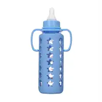 Pabrik Kualitas Baik Botol Pemberi Makan Kaca Bayi, Kaca Botol Bayi dengan Penutup Silikon, Botol Makan Bayi Kaca Borosilikat