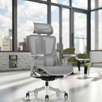 Fauteuil de Direction Moderne à Dossier Haut, Pivotant, Confortable, avec Support Lombaire, en Maille et PU, Appuie-tête Réglable, Accoudoirs 3D, 4 Positions, pour Bureau