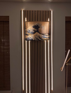 Lüks Akupanel doğal ceviz ses emici Slat difüzör duvar paneli Led ışık ofis için ses yalıtımı LED akustik paneller - Product Image 4