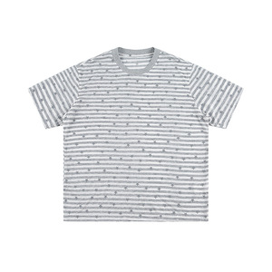 T-shirt Homme en Mélange de Lyocell à Manches Courtes, Col Rond, Rayures Noires et Blanches, Imprimé <span class=keywords><strong>Étoile</strong></span>s, Coupe Épurée, Style Smart Casual, Hauts Décontractés Quotidiens d'Été - Product Image 1