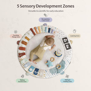 Maibeibi เสื่อสำหรับเล่นยิมสำหรับเด็ก5โซนเสื่อสำหรับออกกำลังหน้าท้องทำจากไม้พร้อมด้วยของเล่นฝึกประสาทสัมผัส<span class=keywords><strong>6</strong></span>ชิ้นที่ถอดออกได้ - Product Image 3