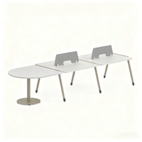Poste de travail modulaire avec table de réunion intégrée, bureau pour 2 à 4 personnes, mobilier de bureau collaboratif