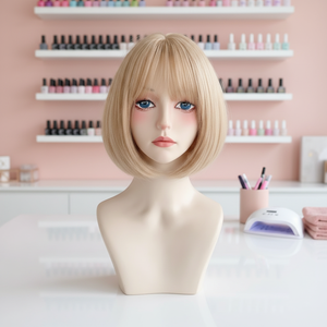 วิกผมสั้นของ<span class=keywords><strong>ผู้หญิง</strong></span>แฟชั่นฤดูร้อนใหม่สีชมพู-น้ำตาล<span class=keywords><strong>ผม</strong></span>ตรงหวานมีสไตล์วิกผมเต็มศีรษะระบายอากาศได้ - Product Image 5