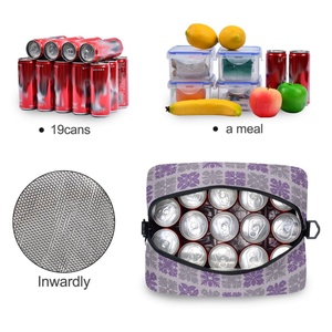 Aloha Collection Bags Hawaiian Purple Quilted Print Design Stylish Polyester Portable Insulated Thermal Cooler Lunch Bag - Product Image 4