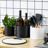 Pot de fleurs cylindrique moderne de 5 à 7 pouces, pots de plantes d'intérieur, drainage robuste, bouchons en caoutchouc amovibles, blanc mat (lot de 2)