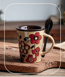 Taza de Té de Cerámica con Flores Pintadas a Mano, Estilo Vintage, para el Hogar, Leche, Café, Desayuno, Avena, Fruta, Postre, Decorativa - Product Image 5