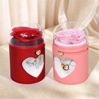 Boîte cadeau de luxe en forme de rose éternelle cylindrique coulissante avec estampage doré pour emballage d'anniversaire en stock