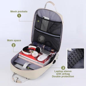 13"-14" Waterproof Polyester <b>Laptop</b> <b>Backpack</b> Airbag Protection 180 Degree Zipper Open Arcuate Shoulder Strap Unisex Large - Product Image 4