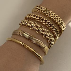 Vendita calda Punk a maglia larga cintura spessa 16K oro placcato in acciaio inox cubano a maglia di serpente braccialetti a catena - Product Image 2