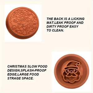 ZMaker 2024 mangkuk makan lambat hewan peliharaan Natal, mangkuk jilat anjing dengan cangkir hisap mangkuk makanan lambat anjing Santa Claus - Product Image 3