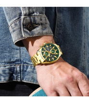 Montres pour hommes Curren 8495, bracelets en acier inoxydable, design tendance, montres chronographes pour hommes d'affaires, grande taille, montre de luxe dorée
