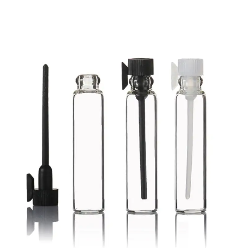 1ml 2ml Mini Clear Amber Perfume Tester Essential Oil Vial Cologne Fragrance Sample Glass Test Tube With Stopper