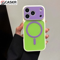 Casing Ponsel Magnetik Warna Kontras Candy Vibrant, Bagian Belakang Matte Solid, Bahan TPU Lembut untuk iPhone 13-18 dengan Jendela Kamera Besar