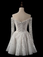 Robe de mariée courte en dentelle à manches longues de haute qualité, robe de mariée sur mesure