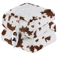 Manta Eléctrica de Franela de Doble Cara, Acogedora, con 10 Niveles de Calor, Apagado Automático, Control Remoto Desmontable para Sofá Cama