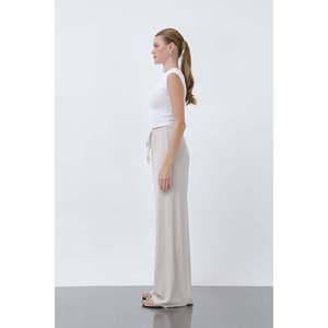 Pantalon côtelé à taille nouée pour femme -32224PNT - BEIGE - Product Image 3