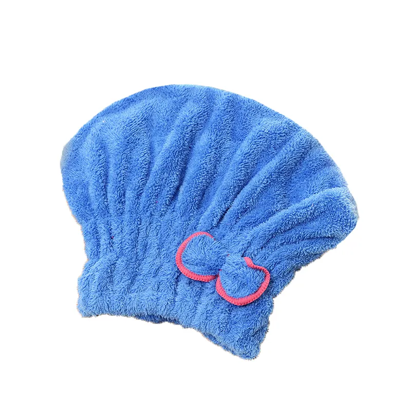 Solid Shower Wrapped Towel Microfiber Bathroom Hats Bow Quickly Dry Hair Hat Women Girls Lady dry hair Bathing hat