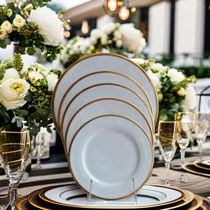 Vente en gros Assiettes à dîner modernes en céramique de porcelaine osseuse à bordure dorée de 5mm allant au lave-vaisselle pour les mariages de marque BLAIS - Product Image 2