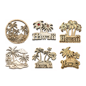 Imán de nevera de madera de diseño hueco tridimensional, imanes de neveras de corte láser, Isla marina, Hawaii, regalos de recuerdo de viaje - Product Image 1