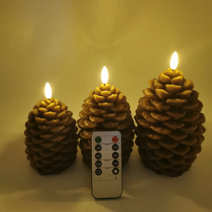 New Style 3 D Bullet Flame Pillar Black Wick Led <strong>Pine</strong> Cone <strong>Candle</strong> - Product Image 4
