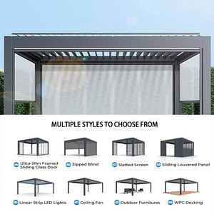 Chòi nghỉ ngoài trời bằng nhôm tự động chống thấm nước với thiết kế mái che xếp lớp, chống tia cực tím, kích thước tùy chỉnh - Product Image 2