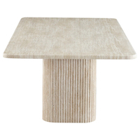 Table à manger rectangulaire en marbre travertin cannelé DH, plateau en pierre massif, piétement rainuré, mobilier de salle à manger moderne pour résidence