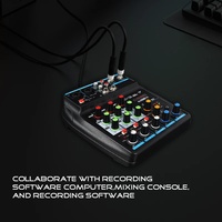 Console de mixage audio USB mini 4 canaux avec effets de réverbération pour PC, streaming en direct, DJ, performance sur scène, professionnel