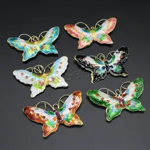 Vlindervormige Cloisonne Hangers Messing Voor Unisex Sieraden Diy Maken 1601356