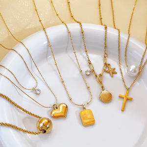 Collier résistant à la décoloration pour femmes, en acier inoxydable, chaîne à maillons en or, bijoux de luxe léger, dropshipping Shopify - Product Image 3