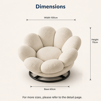 Fauteuil pivotant moderne crème à motif floral, fauteuil individuel rembourré en tissu épais pour salon, chambre et appartement
