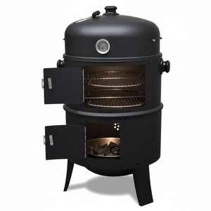 Barbecue fumoir moderne 3-en-1 haut de gamme, gril à charbon de bois vertical à 3 niveaux avec finition thermolaquée - Product Image 3