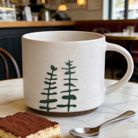 Mug en céramique style nordique avec motif de pin, tasse à café isolée pour la maison ou le bureau, idéale pour Noël