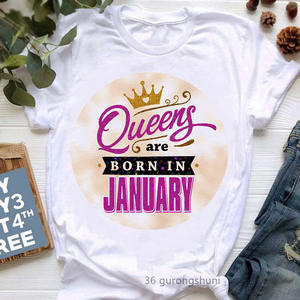 Camiseta informal personalizada <span class=keywords><strong>Queens</strong></span> Are Born in January December Crown Print Graphic StripesTshirt Mujeres Camiseta de regalo de cumpleaños de gran tamaño - Product Image 6