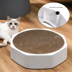 Modern Cat <strong>Scratcher</strong> Bed | Durable Corrugated Cardboard Cat <strong>Lounge</strong> with Plastic Base for Indoor Cats - Product Image 5