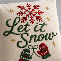 Housse de coussin de Noël aspect lin personnalisée 45x45, broderie bonhomme de neige et flocon de neige, Joy to the World, décoration nordique pour la maison