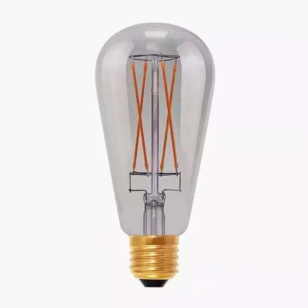 Lâmpada de edison st64, para economia de energia, regulável, vintage, reta, filamento, lâmpada led