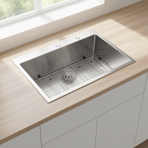 Évier de cuisine en acier inoxydable à cuve unique 30x22 pouces, à encastrer, surface polie, facile à nettoyer - Product Image 2