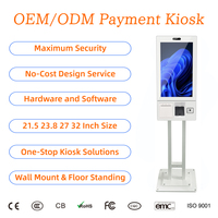 Crtly 21.5 23.8 27 Inch Self Service Ordering Kiosk Wall Mount Touch Screen Scanner Printer Payment Kiosk for Restaurant Mall