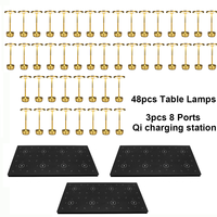 Lampes de table LED sans fil de qualité commerciale, lot de 48, avec 3 stations de charge multi-ports pour projets hôteliers, restaurants et services d'accueil