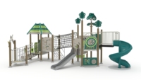2025 Kaiqi nouveau Design série bois écologique KQ24067B aire de jeux extérieure pour enfants avec toboggan