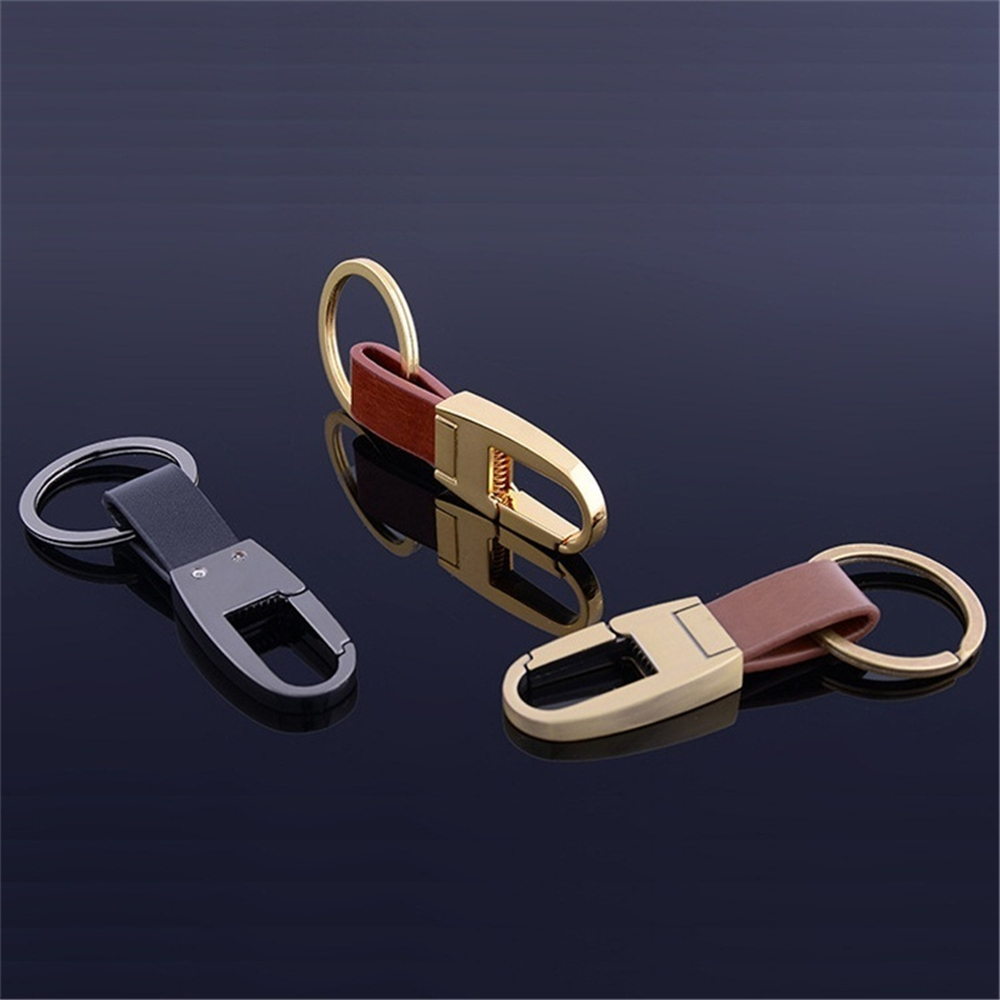 Men's Simple Waist Buckle Leather Business Keychain Car Key Holder Classic Key Ring Accessories Gift For Man