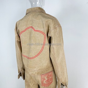 Ensemble deux pièces en jean et vestes en denim, style vintage délavé, personnalisable OEM, haute qualité, pour hommes - Product Image 5