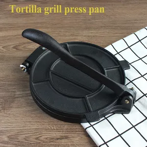 Lichte Huishoudelijke Keuken Gietijzeren Tortilla Pan Mexio Maïs Tortilla Pers 6.5 Inch Rond Pre-Gesetaoneerde Non-Stick Kookgerei