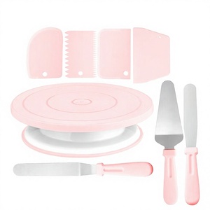Juego de Soporte Giratorio Antideslizante para Tartas con Espátula para Glaseado y Alisador para Decoración de Fiestas de Cumpleaños y Bodas - Product Image 1