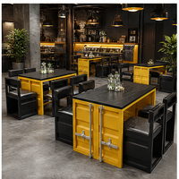 Ensemble table et chaises de bistrot moderne et créatif en fer forgé, style industriel, pour salon, bar, café, restaurant, ou restaurant de barbecue
