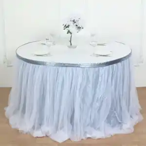 Tüll Tisch rock für Rechteck oder runde Tischdecke für Hochzeit Geburtstags feier Taufe Tisch dekoration