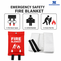 Couverture anti-feu d'urgence en fibre de verre 100% certifiée SGS, à libération rapide, pour usage domestique, 1m x 1m, 0,45mm