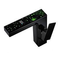 Robinet de salle de bain intelligent numérique LED de luxe moderne, en laiton noir, à levier unique, avec lampe intégrée, pour lavabo – Nouvelle collection en promotion