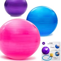Ballon de yoga et d'exercice en PVC anti-éclatement durable, 55-75 cm, épaissi, pour Pilates, gym, équilibre, avec pompe, pour fitness et massage